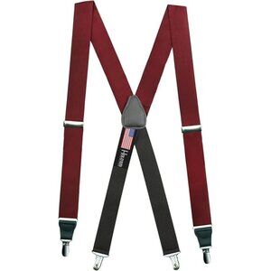 Hold'Em 100% Silk Suspenders for Men Clip End Dress Tuxedo - Burgundy